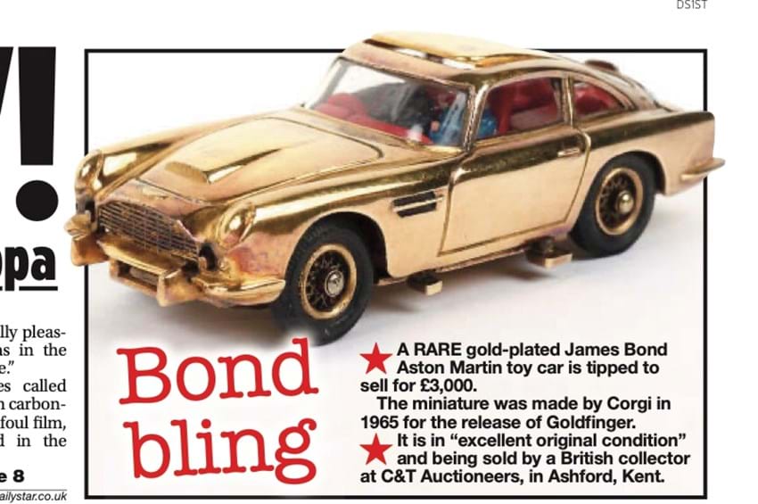 The name is Bond, James Bond. Gold Fingers to Snap Up Toy Car! 