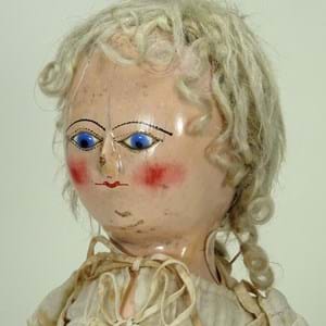 Fine George III early English painted wooden Doll, being auctioned November 2021!